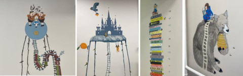 Mākslinieces Viktorijas Grppas sienu gleznojumi Bērnu bibliotēkā 2023